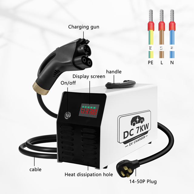 E-Mingze Ev Charger Dc Fast Charging Station Ev Portable Mobile Charger 3.5kW Adjustable 7kW Level 1 Ccs1 Charger for Ev Car