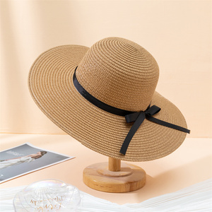 Hot Selling Custom Summer Sunshade Wide Brim Beach <strong>Visor</strong> Elegant Fashion Women's Foldable <strong>Straw</strong> Panama Hat - Product Image 1