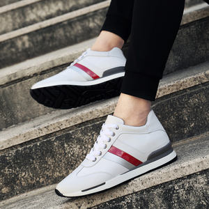 Men's Four Seasons Casual <b>Shoes</b> 8cm Invisible <b>Height</b> <b>Increase</b> Breathable Mesh Lining Youth Versatile Sports Cowhide White - Product Image 4