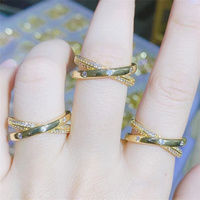 Mode Cristal Feuille Anneaux Bijoux De Mariage Réglable Antique Bague Pour Les Femmes
