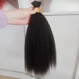 100% Natural Color Unwefted Hair Extensions No Weft Bulk Deep Wave Human Hair For Braiding