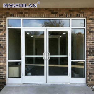 Portes d'entrée commerciales modernes Rogenilan en aluminium à <span class=keywords><strong>double</strong></span> vitrage, portes de magasin extérieures anti-effraction en verre - Product Image 5