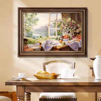 Peinture décorative Paysage américain Table à manger Peinture murale murale française Vintage Entryway Mural European Spray Painting