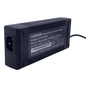 HY150 IEC 60601-1 62368-1 tek çıkış 12V 19V güç adaptörü AC DC şarj taşınabilir oksijen konsantratörü 3D yazıcı için