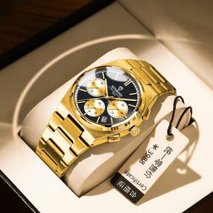 Custom Luxury Business Men's Stainless Steel Quartz Chronograph <b>Watch</b> with Glass Dial and Pointer Display - Product Image 5