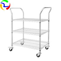 Vente en gros d'étagères multicouches en treillis métallique Supports de cuisine Étagère de rangement Chariot à main d'entrepôt Étagère en treillis métallique chromé