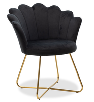 Chaise de luxe moderne Chaise de salon de beauté en velours avec fleur dorée Chaise de loisirs avec bras Coiffeuse de beauté Chaise de maquillage