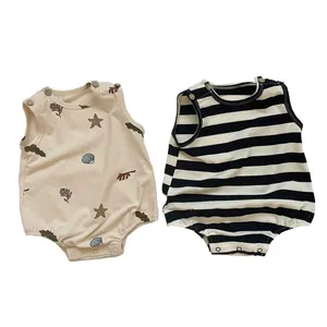 Mameluco sin mangas para bebé, verano 2026, con estampado completo de estrellas de mar a rayas, para bebés niños y niñas, personalizable - Product Image 5