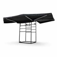 Auvent XL à double poteau 270 degrés, entièrement LED, en Oxford 600D et PVC 1000G, avec pieds télescopiques et embout en acier inoxydable, pour le tout-terrain