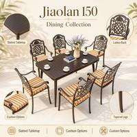 Ensemble de patio en aluminium coulé, chaises JiaoLan, table rectangulaire en aluminium de 150 cm, meubles de jardin d'extérieur