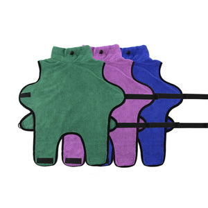 Peignoir pour animaux de compagnie en microfibre, séchage rapide, col roulé, grande serviette pour chien, bleu foncé, violet, vert, gris, utilisation toutes saisons - Product Image 5