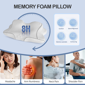 Oreiller en mousse à mémoire de forme rafraîchissant, confortable, inodore, pour un sommeil réparateur, avec soutien cervical réglable, design papillon, soulage la douleur - Product Image 4