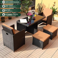 Ensemble de tables et chaises de jardin en PE de style minimaliste moderne, résistant à l'eau et aux rayons UV, pour patio, jardin, balcon, villa