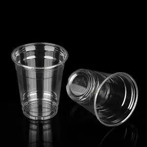 निर्माता कस्टम लोगो 16oz पीईटी कप डिस्पोजेबल प्लास्टिक कोल्ड ड्रिंक कॉफी कप