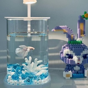 モダンなスタイルプラスチック製デスクトップ水槽アクセサリー水植物魚ホームオフィス寝室リビングルーム装飾長方形5W - Product Image 6