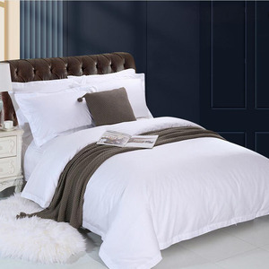 Bán buôn khách sạn bộ đồ giường Linen Set 100% cotton tấm ga trải giường Bộ trắng tấm phẳng gối Duvet cover sang trọng 5 sao - Product Image 6