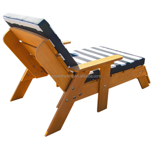 Cojín duradero para silla, tumbona de madera Breeze para exteriores, reclinable, con estructura de madera natural sólida y cojín. - Product Image 2