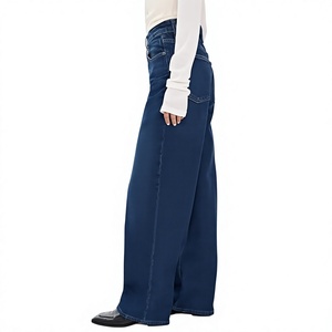 High Quality <b>Women's</b> <b>Dark</b> <b>Blue</b> Mid Waist Straight-leg Regular Fit Casual Full Length Denim <b>Jeans</b> Eco-Friendly Vintage Summer - Product Image 2