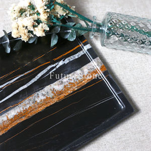 Plateau de service rectangulaire en marbre noir de luxe <span class=keywords><strong>Laurent</strong></span>, marbre naturel, plateau décoratif pour aliments, fruits, bijoux, décoration de Noël - Product Image 4