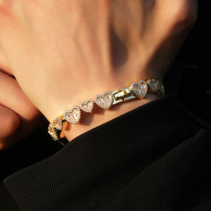 Collana Di Tendenza con Cuore in Zirconia Cubica Taglio Baguette e Bracciale con Cuori Grandi e Piccoli Gioielli Alla Moda per Donna e <span class=keywords><strong>Uomo</strong></span> - Product Image 6