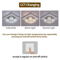 Plafonnier LED Intérieur à Couleur Variable, 3 Côtés en Cristal, 7W, pour Couloir, Chambre, Vestibule