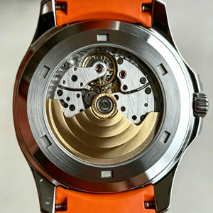 Reloj Mecánico para Hombre de Oro de 18k, Verde Aguacate, 42mm, Correa Naranja, Esfera Negra, Movimiento 324, Estilo Casual de Negocios, Regalo Masculino - Product Image 1