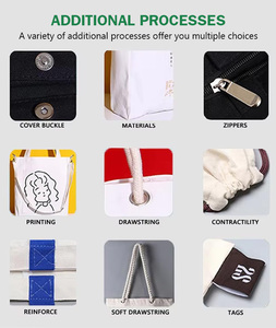 Sac fourre-tout en toile de coton robuste avec logo personnalisé imprimé, sac de shopping 16 oz renforcé grande capacité pour épicerie, vente au détail et vente en gros - Product Image 4