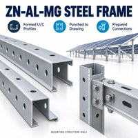 Structure en profilé ouvert Zn-Al-Mg à installation rapide avec base à pieux hélicoïdaux et étais pour système de support solaire commercial à vis de terre