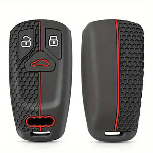 Housse de clé en silicone sport en nid d'abeille pour <span class=keywords><strong>Audi</strong></span> <span class=keywords><strong>A4</strong></span> A6 Q5 Q7 Q8 S-Line RS, étui pour clé intelligente avec protection de <span class=keywords><strong>coque</strong></span> à rayures de course - Product Image 4