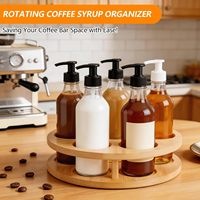 Support de rangement rotatif en bambou pour 7 bouteilles de sirop, présentoir pour station de sirop de café