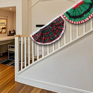 Banderas Navideñas con Volantes Semicirculares, Decoraciones para Patio, Decoraciones para Fiestas, Banderas Festoneadas con Diseño de Papá Noel, Muñeco de Nieve y Duende - Product Image 2