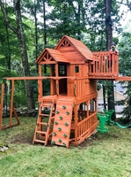 Grand ensemble de jeux d'extérieur en bois pour enfants, maison de jeu en bois avec toboggan et balançoire pour jardin et école maternelle