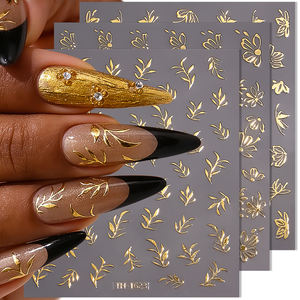 鄭翔カスタム光沢ゴールドブロッキングネイルアートステッカーCMYKカラー型抜き印刷ユーティリティネイルデカールDIYネイルアート用 - Product Image 5