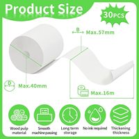JAMATA Rouleaux de papier thermique sans BPA 57mm x 40mm x 16m Pack 30 Single White Clear Printing Durable Compatible TPE Credit Card Payment