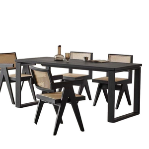 Mesa de Comedor Ovalada de Madera Maciza Negra de Estilo Nórdico - Serie de Diseño <span class=keywords><strong>Moben</strong></span> para Sala de Estar y Hogar - Product Image 4