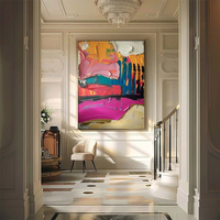 Peinture murale 3D abstraite, peinture à l'huile, décoration intérieure, grande toile d'art, peinture murale artisanale