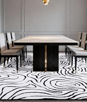 Tapis de salon 8x10 pieds, tapis moderne lavable, motif jacquard abstrait noir et blanc, double couleur