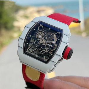 Reloj Automático de Fibra de Carbono para Hombre, Estilo RM, Resistente al Agua, con Correa de Tela Roja - Product Image 2
