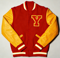 Blouson de baseball universitaire personnalisé unisexe, coupe ajustée, en laine, avec manches en cuir, style vintage, coupe-vent, respirant, écologique, col montant