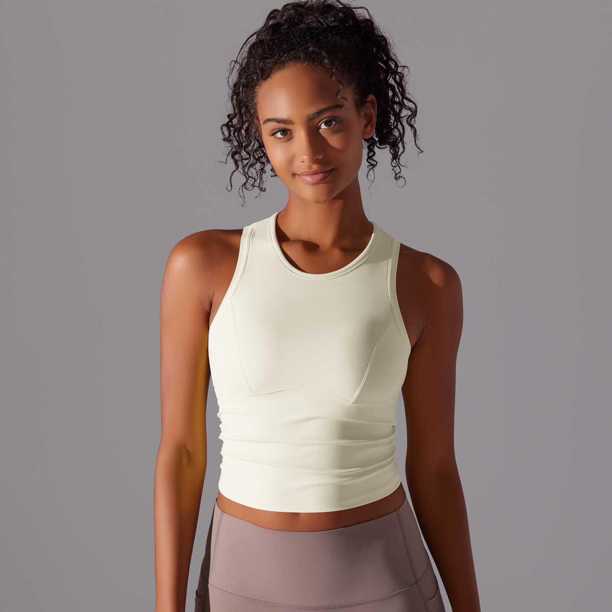 Women's Breathable Spandex/Nylon Yoga Tank Top Beauty Back Sports Running Fitness Clothing Quick Drying Slim Fit 220g Wholesale