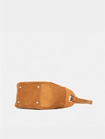 Tas Selempang Wanita Bahan Suede Desain Jahitan Kontras Mini Hobo  Dompet Wanita Kantong Samping Logo Custom