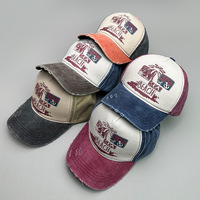 Gorra de camionero vintage lavada estilo deportivo para hombre, colores surtidos, hip hop, urbana, ajustable, estampada, desgastada