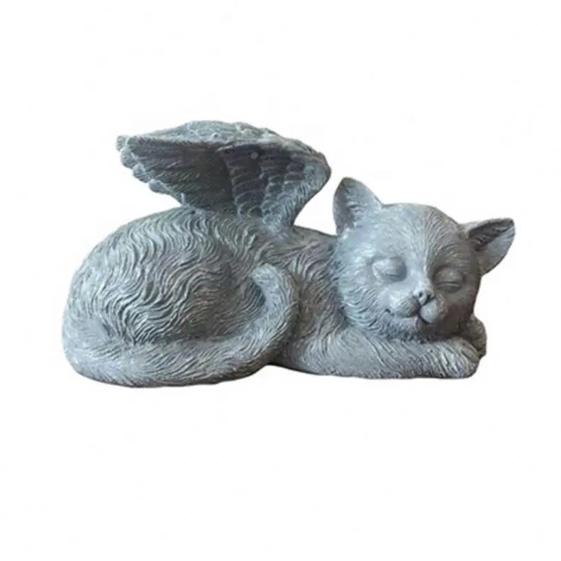 現代の家庭用品ミニチュアデッキの装飾天使猫ペット記念墓石動物の装飾品樹脂クラフト