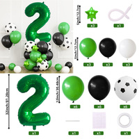 Ballon à thème de football 32 pouces vert numérique numéro ballon colonne feuille ballon ensemble garçons fête d'anniversaire compétition décoration