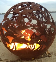 Design 3d en acier Corten découpé au Laser, motif artistique, boules décoratives, Sculpture creuse, jardin extérieur, paysage, fosse à feu
