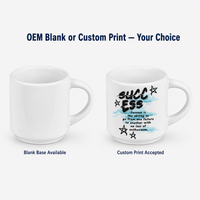 Tazza da Caffè in Ceramica Bianca Impilabile per Sublimazione, Personalizzabile con Citazioni Motivazionali e Logo, Ordine all'Ingrosso, Regalo Aziendale