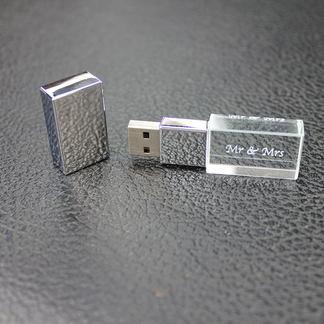 Custom logo USB Shell Housing Flash Drive Chips Usb Stick Memory with logo 8gb 16gb 32GB Transparent Glass USB Flash Drive Gift