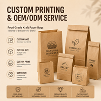 Sac en papier kraft de qualité alimentaire, impression personnalisée OEM, plusieurs tailles, emballage écologique pour boulangerie, pain, noix, café, fruits secs, vente à emporter, magasin de détail