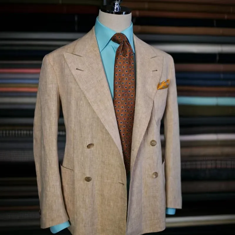 Costume personnalisé avec tissu en lin pour homme, vente en gros, 100% lin