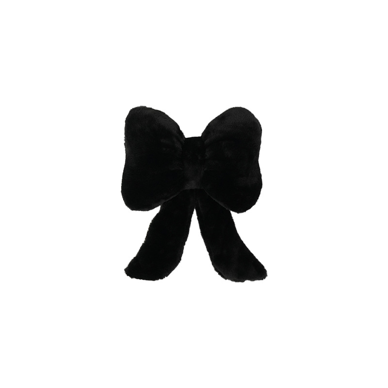 Black rabbit fur bow ribbon headrest